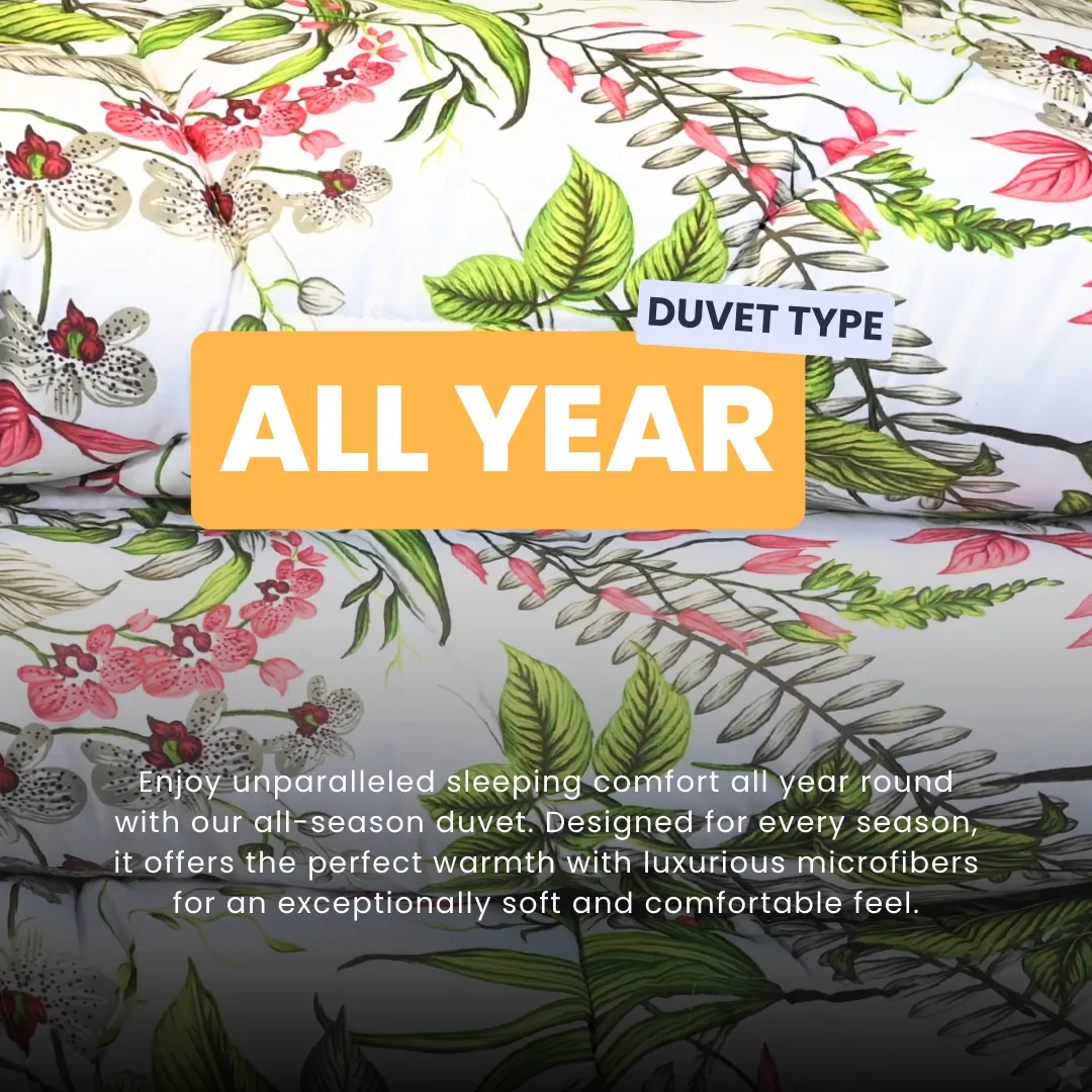 HappyDuvet Botanic Bliss - 100% Cotton All season Coverless duvet